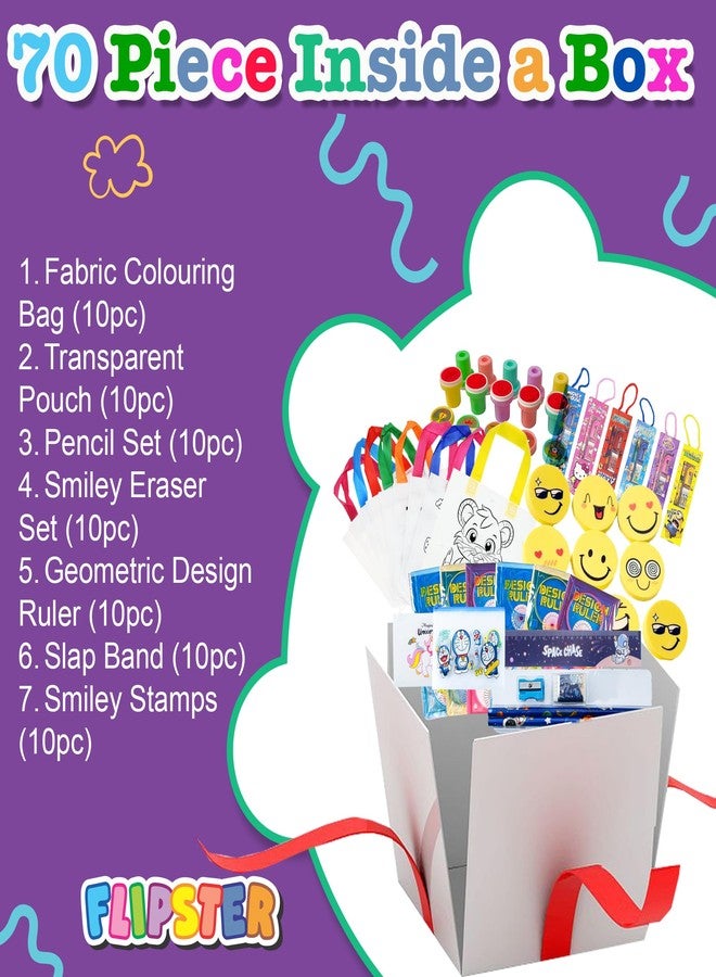Flipster Birthday Return Gifts for Kids - 70 Pcs for 10 Guests | Unicorn Theme Party Favors | Kids Stationery Set | Return Gifts for Kids Age 6-8 | Party Supplies - Image 3